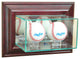 Wall Mounted Double Baseball Display Case, Cherry