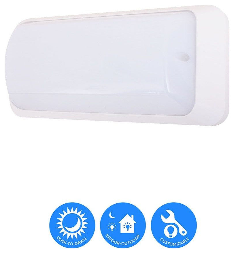 12-Watt Radar-Motion White LED Wall or Ceiling Surface Mount Flood Light, White