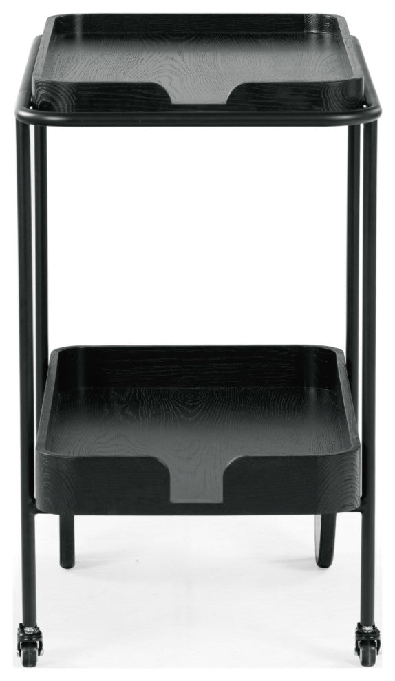 Safavieh Couture Malek Wood 2 Shelf Bar Cart, Black
