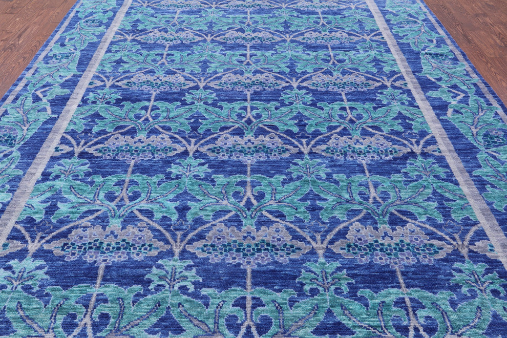9' 3" X 12' 2" Handmade William Morris Wool Rug - Q13321