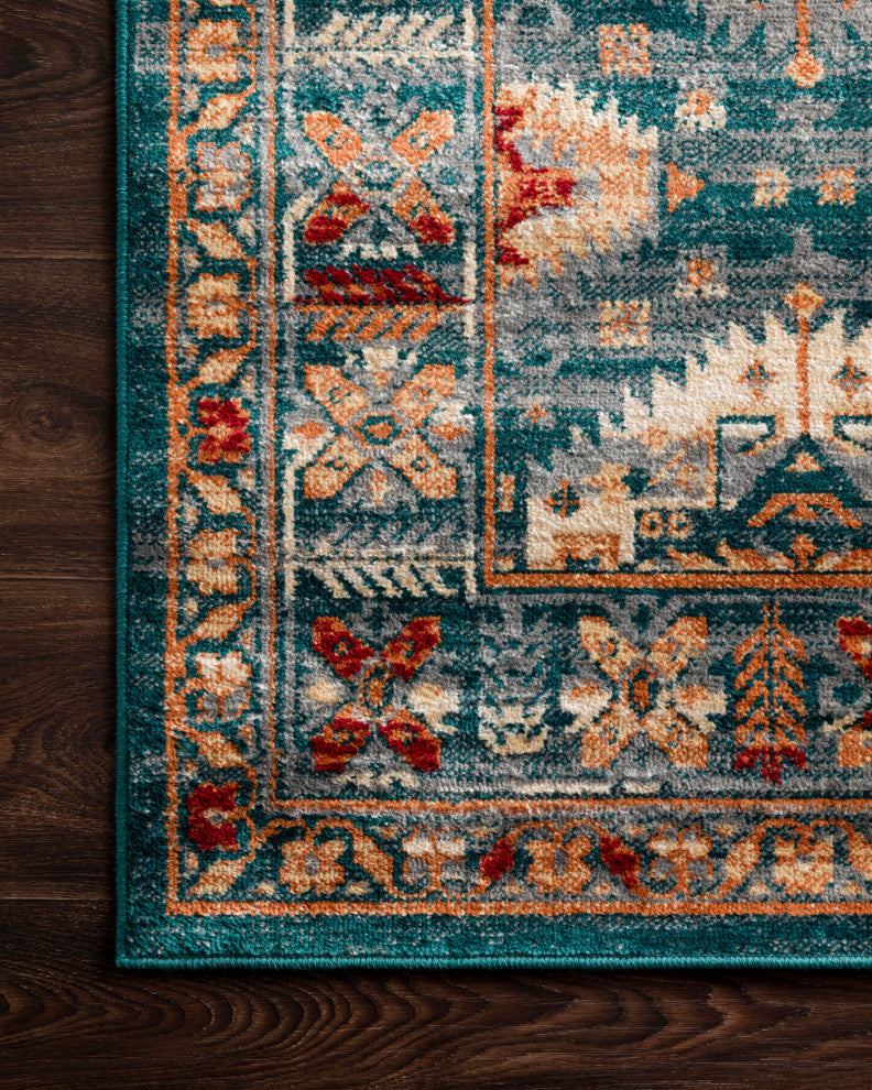 Isadora Rug, Lagoon and Multi, 2'x3'