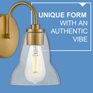 Lark Vera 15" Two-Light Bath Vanity Fixture, Lacquered Brass