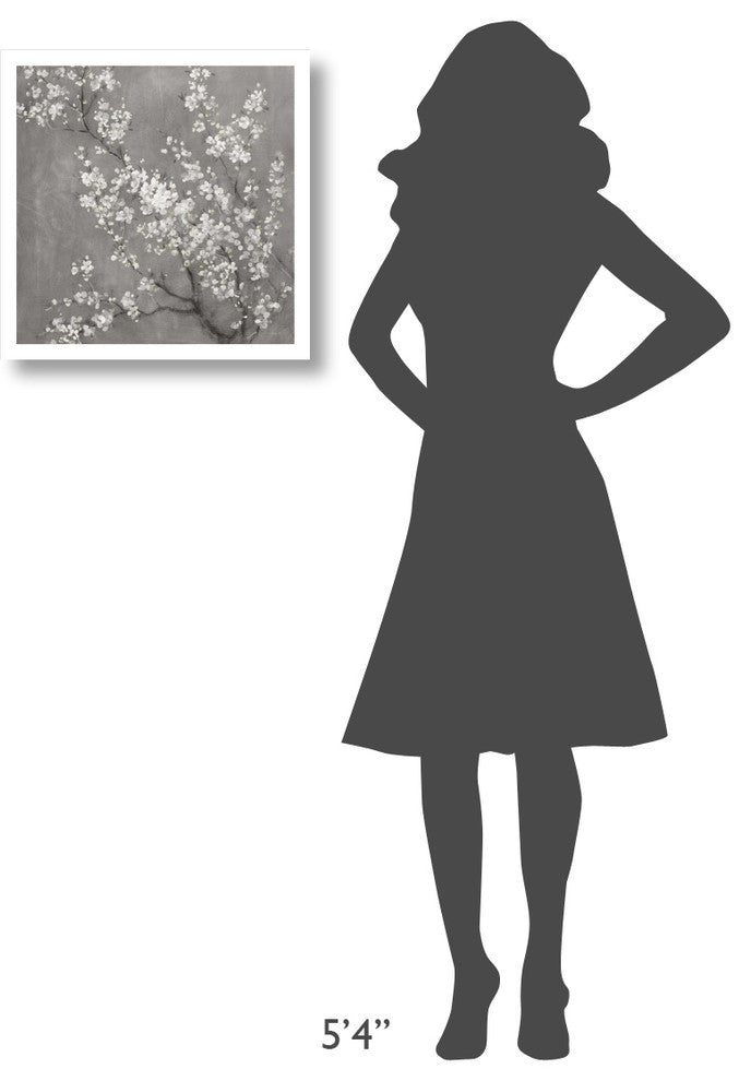 "White Cherry Blossoms II on Grey Crop" Paper Print by Danhui Nai, 20"x20"