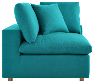 Commix Down Filled Overstuffed 7 Piece Sectional Sofa Set Teal