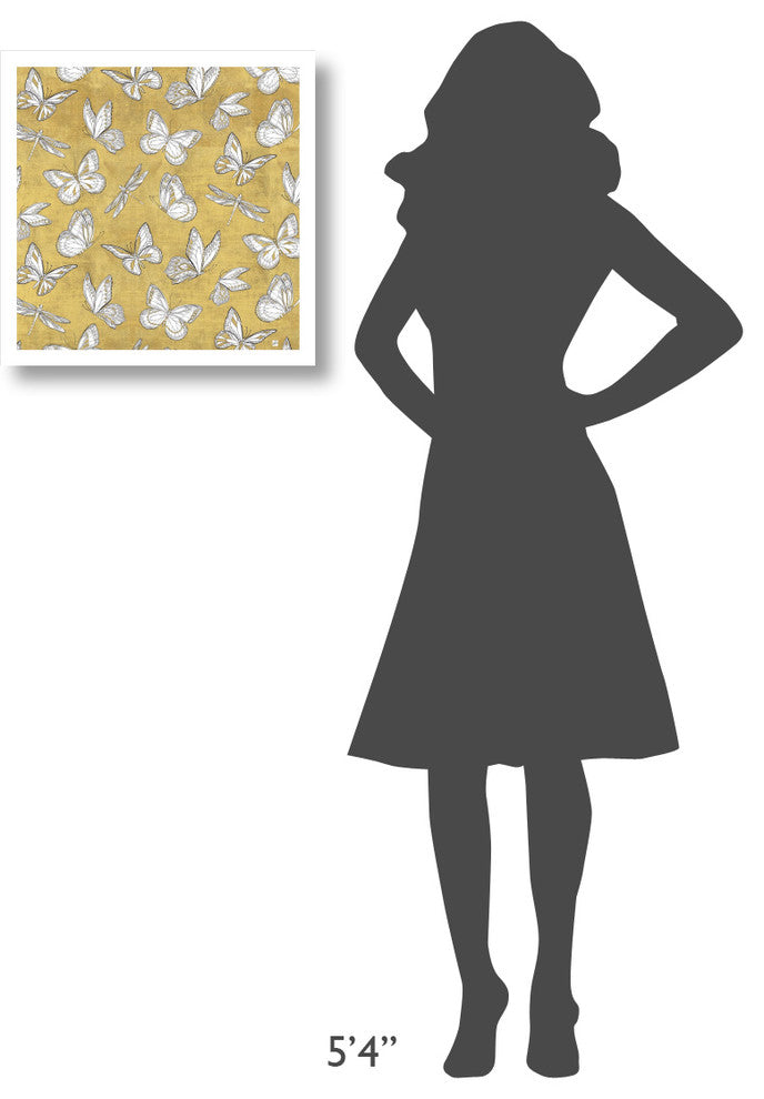 "Color my World Butterfly Pattern Gold" Print by Daphne Brissonnet, 20"x20"