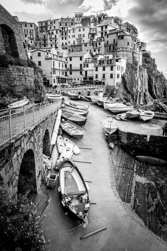 Manarola Village BW, Semi-Gloss, 8"x12"