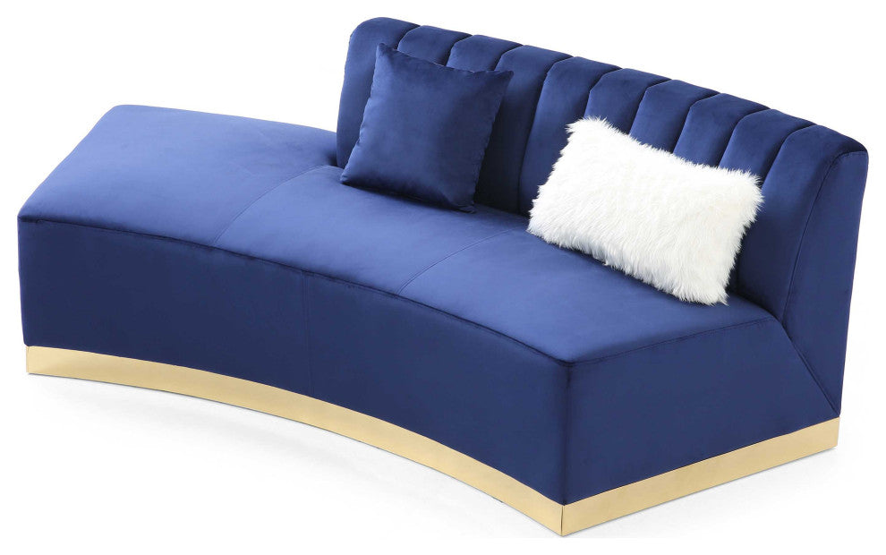 Brentwood 89 in. W Armless Velvet Curved Sofa, Blue