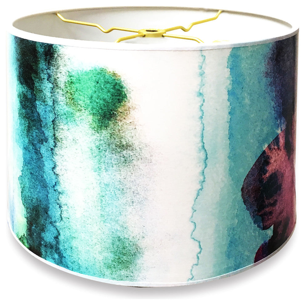 Decorative Handmade Lamp Shade, Water Color Painting Design, 10"x10"x8