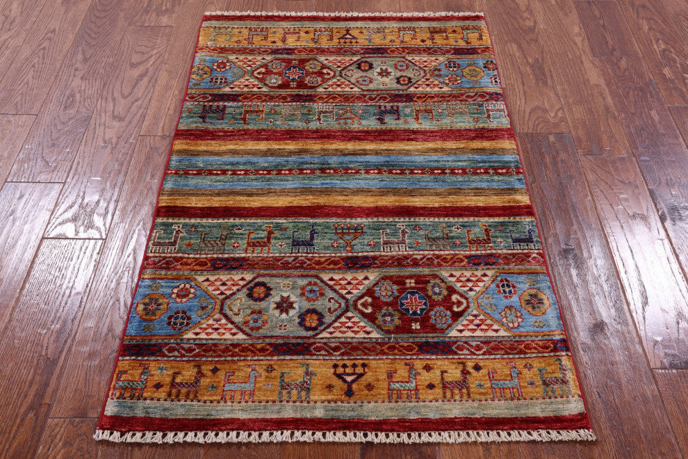 2' 7" X 4' 0" Persian Gabbeh Tribal Handmade Wool Rug Q10840