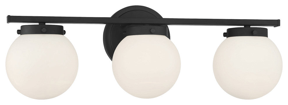 3-Light Bathroom Vanity Light, Matte Black