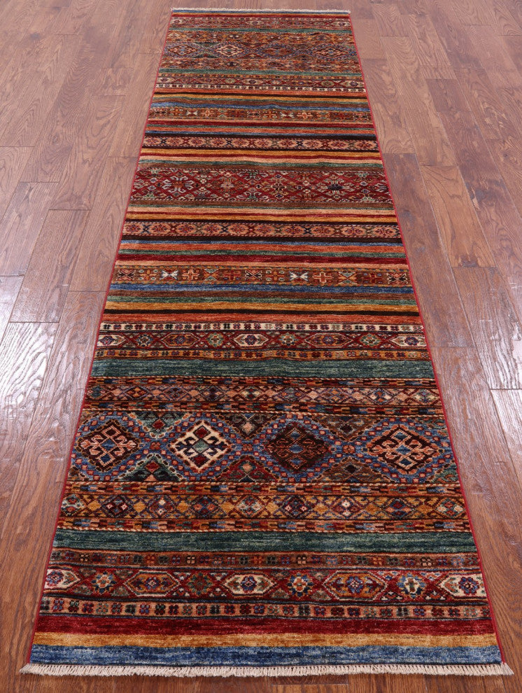 Khorjin Super Kazak Hand-Knotted Runner Rug 2' 7" X 9' 9" Q5705