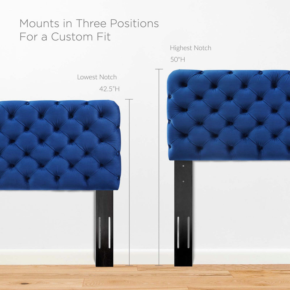 Lizzy Tufted Twin Performance Velvet Headboard Navy