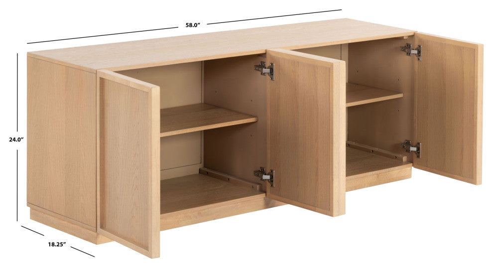 Safavieh Couture Zeus 4 Door Wood Media Stand, Natural