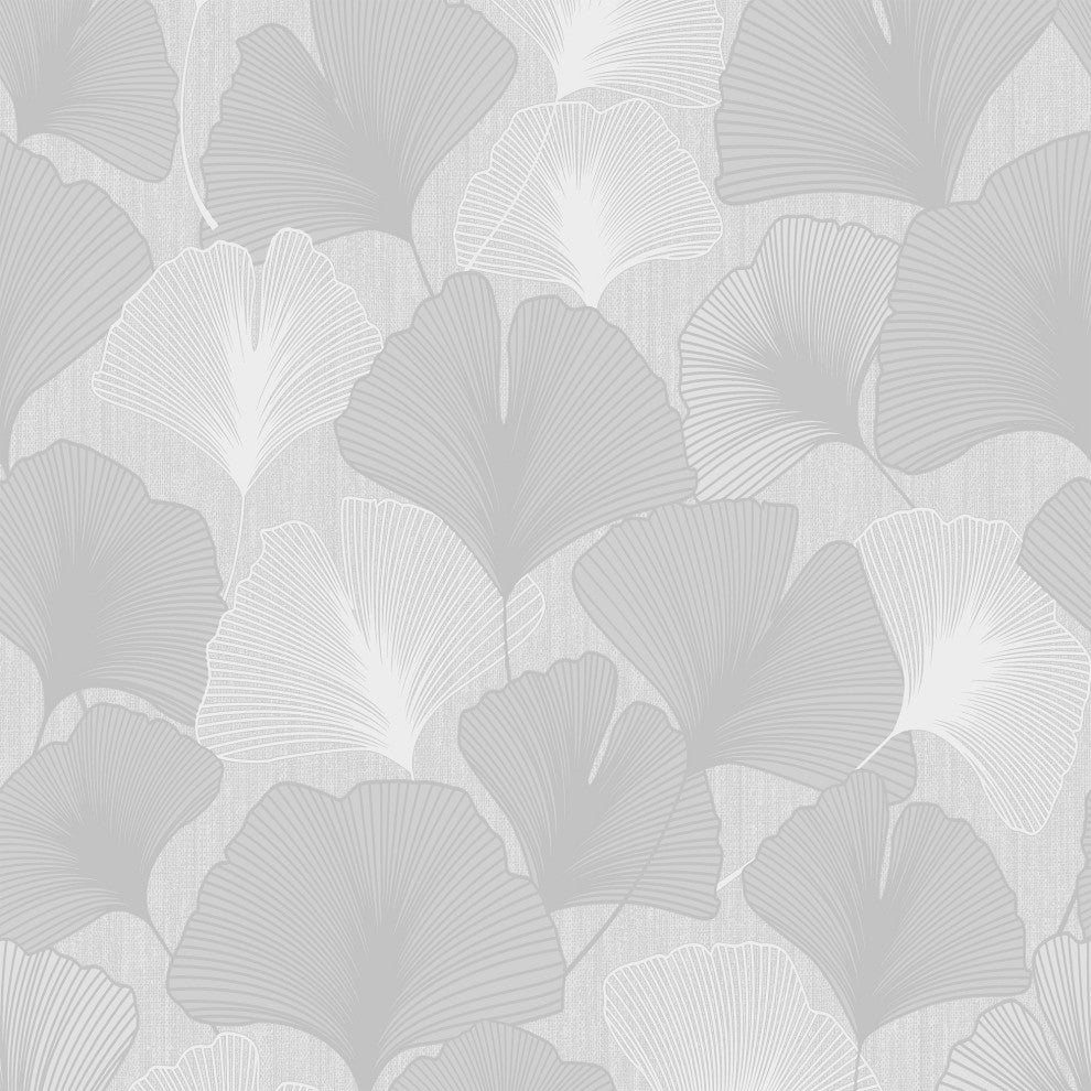 Ginkgo Leaves Silver Wallpaper