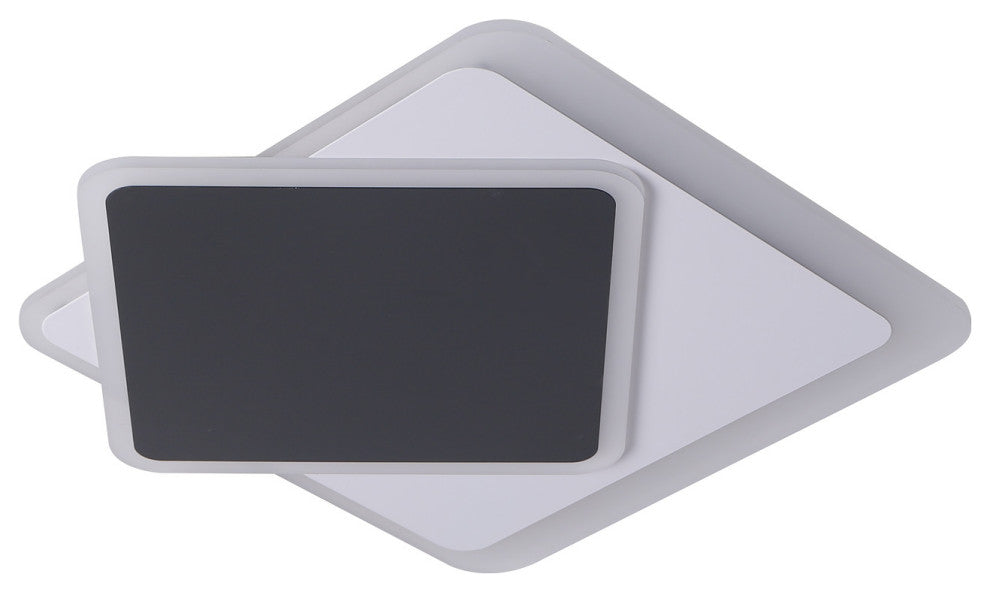 2-Light LED Flush Mount Light Unique Statement Square Ceiling Light, Black/White