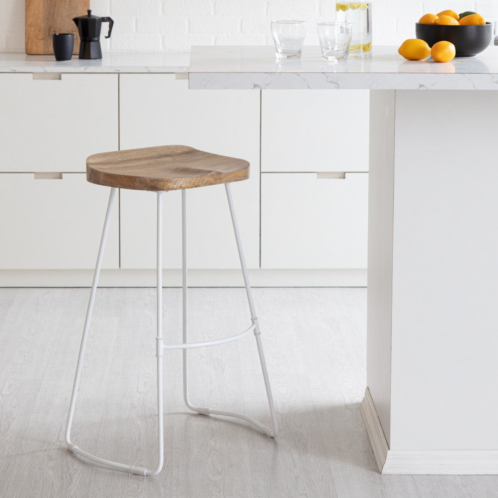 Asher 30" Saddle Seat Bar Stool, Natural
