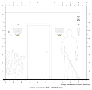 Stratton 2 Light Brushed Nickel ADA Sconce with Hand Crafted Off-White Shade