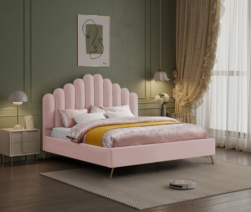 Lily Velvet Bed, Pink, King