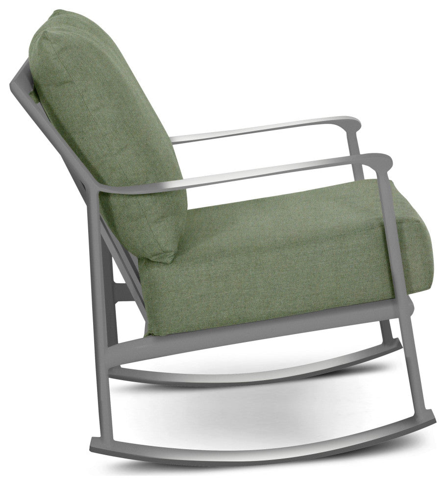 Aspen Cushion Rocking Lounge Chair, Weathered Teak