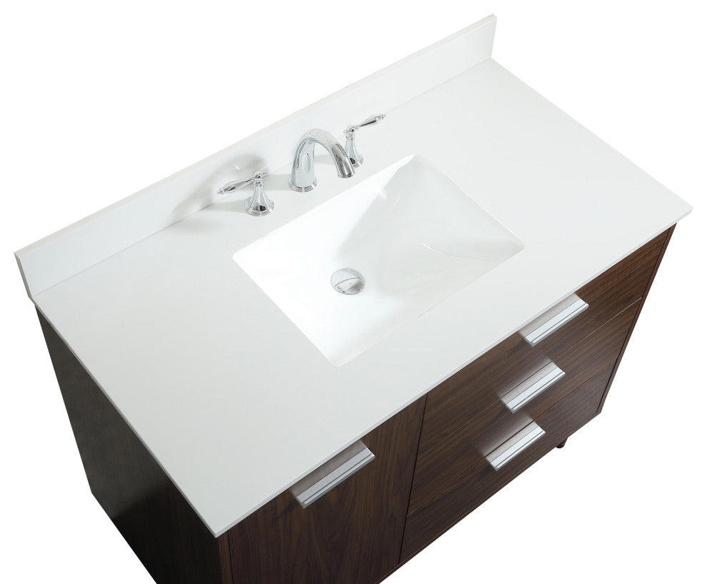 Home Living Modern Natural Oak-Light Bathroom Vanity, Walnut, 42"
