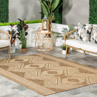Nuloom Ranya Tribal Indoor/Outdoor Contemporary Area Rug, Light Brown 4'x6'