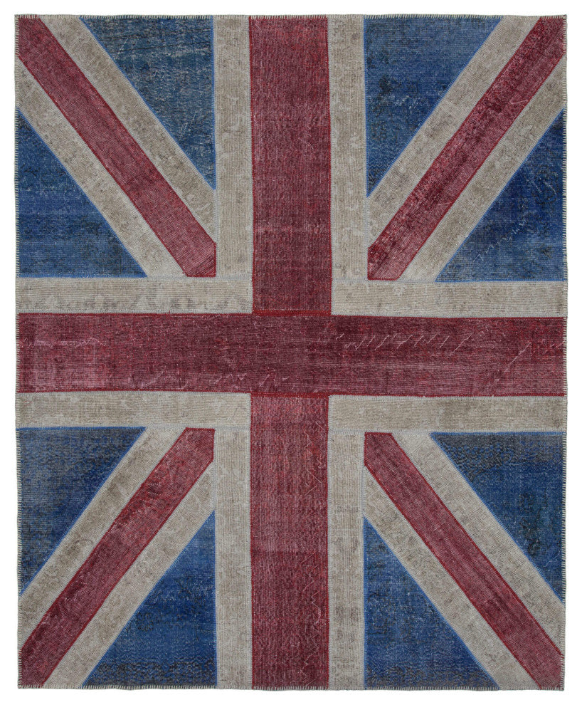 Rug N Carpet - Handwoven Oriental 8' 2'' x 10' 0'' Flag Patchwork Rug