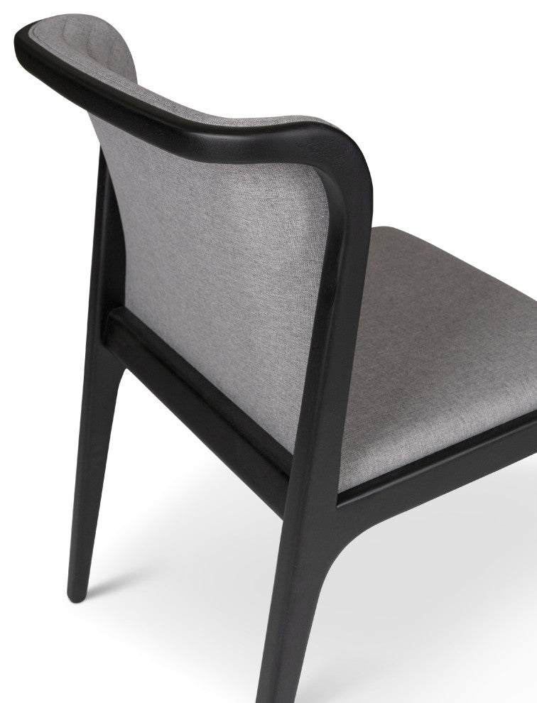 Modern Brazilian Eloa Side Chair Essence Gray Seat Ebano Frame