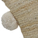 Natural Jute Throw Pillow with Pom Poms Border, Square