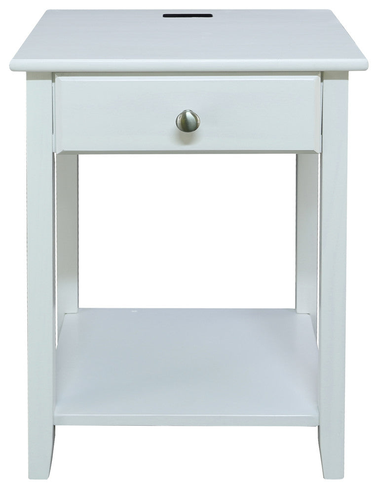 Night Owl Nightstand with USB Port-White