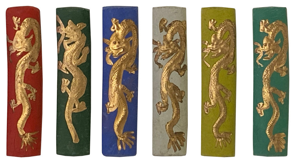 Chinese Calligraphic Multi Color Ink Sticks With Golden Color Dragon Hws3151