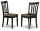 East West Furniture Antique 39" Wood Dining Chair w/ Cushion in Black (Set of 2)