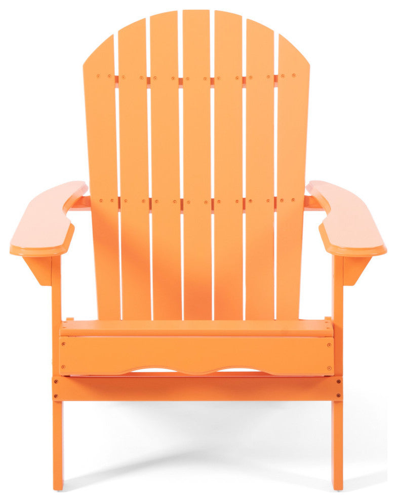 GDF Studio Milan Outdoor Rustic Acacia Wood Folding Adirondack Chair, Set of 2, Tangerine