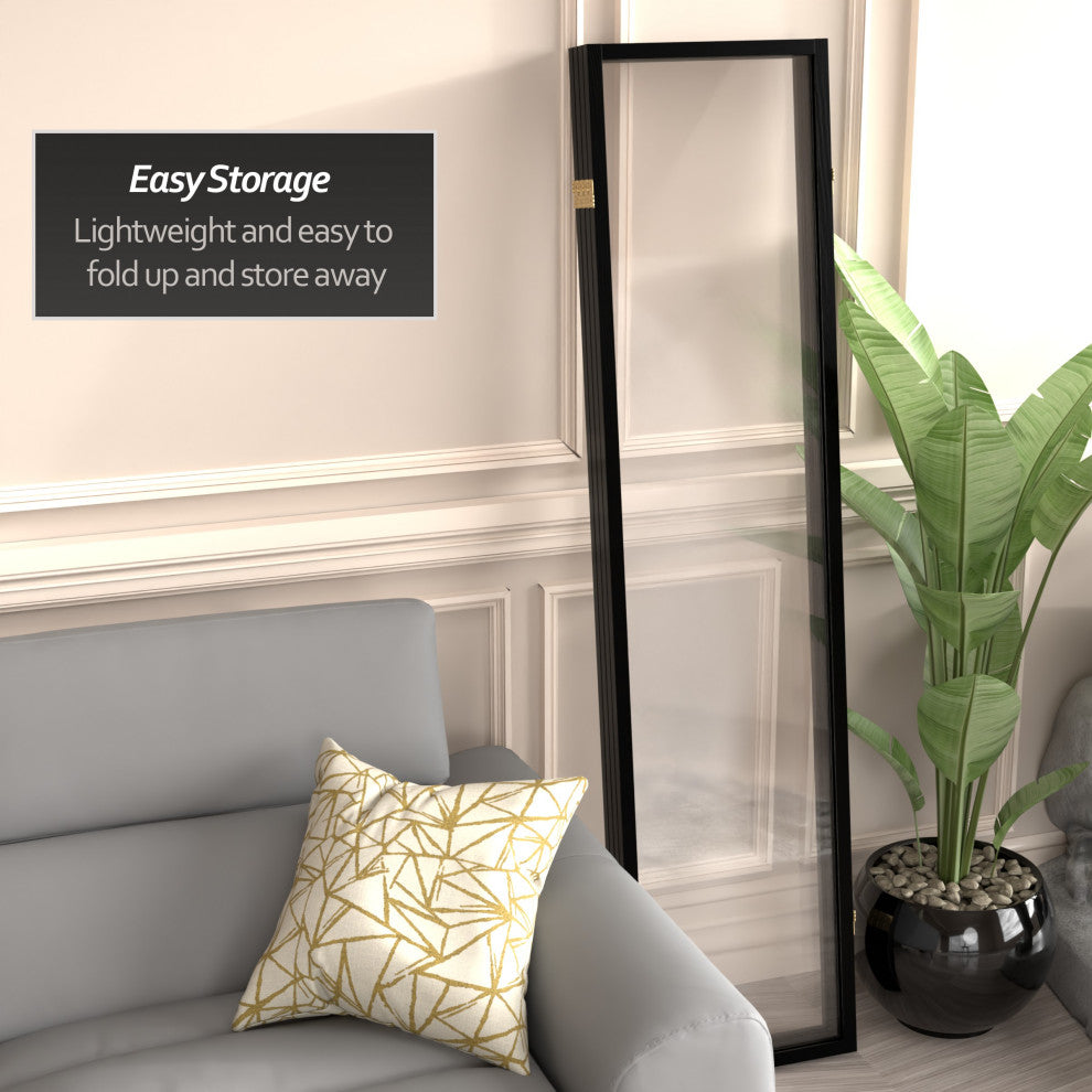 6' Tall Clear Screen Black, 4 Panel
