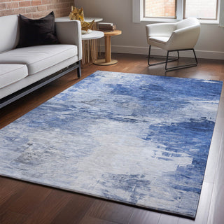 Premium Machine Washable Mayfield AMF595 Blue 3' x 5' Rug
