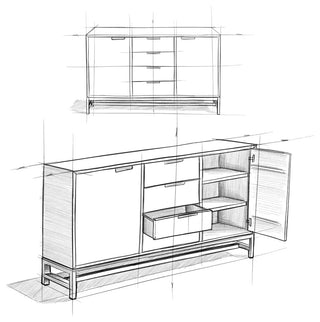 Banting Mid Century Sideboard with Centre Drawers