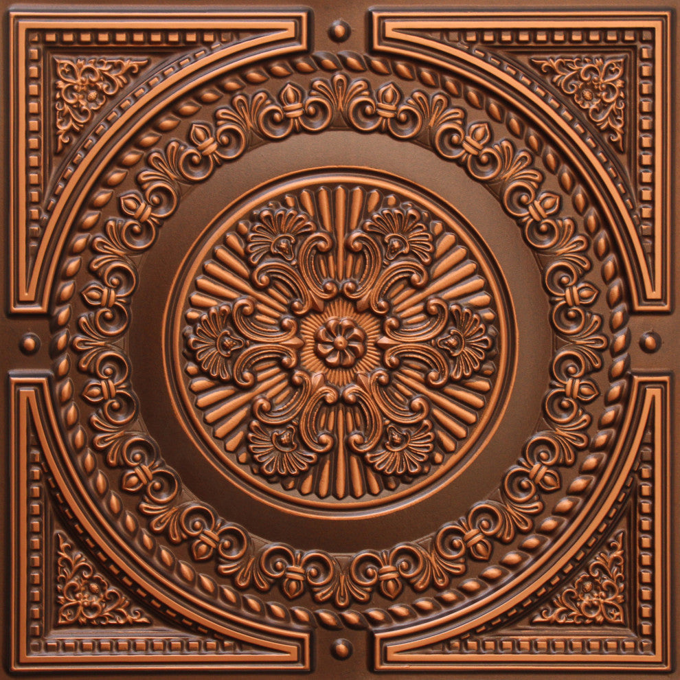 Antique Copper 3D Ceiling Panels, 2'x2', 200 Sq Ft, Pack of 50