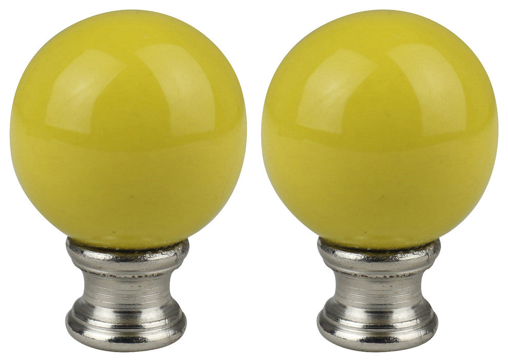 Ceramic Ball Lamp Finial, 2" Tall, Yellow, Set of 2