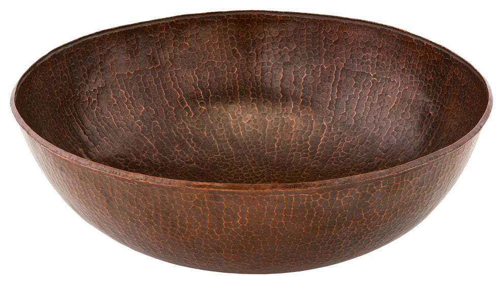 Premier Copper Products BSP1_VR17BDB 17" Round Vessel Copper Sink Package