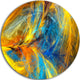 Gold And Blue Psychedelic Pattern, Abstract Round Metal Wall Art, 11"