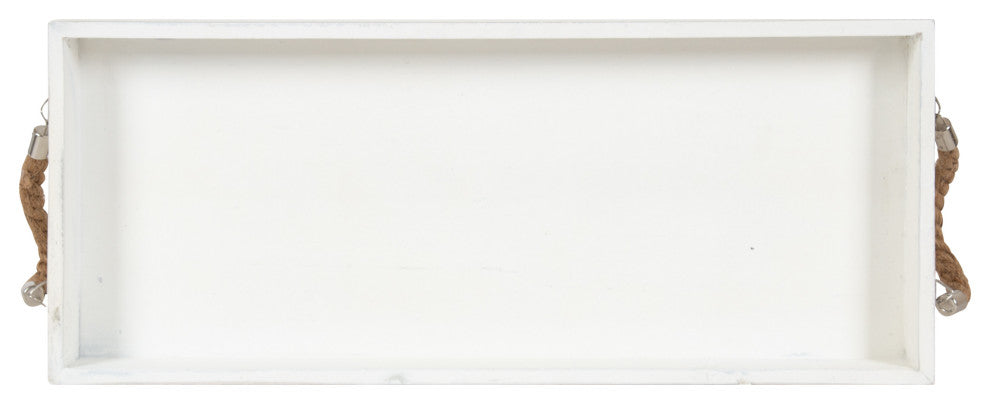 Bayville Wooden Decorative Tray, White, 10"x24"