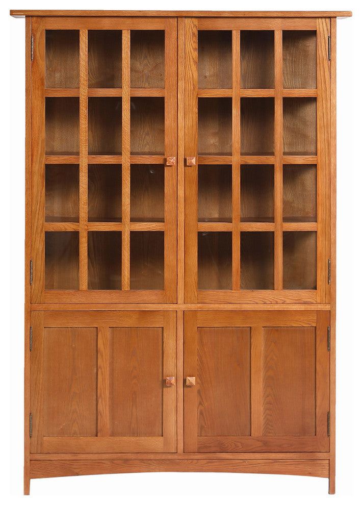 Arts and Crafts Mission Solid Oak China Cabinet, Michael's Cherry