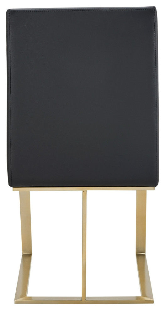 Modrest Frankie Modern Dark Grey Vegan Leather, Antique Brass Dining Chair