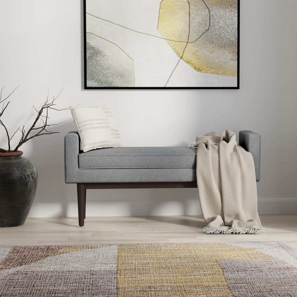 Scott Solid Hardwood Ottoman Bench, Pewter Grey