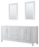80" Double Bathroom Vanity, White, No Countertop, 24" Mirrors, Gold Trim