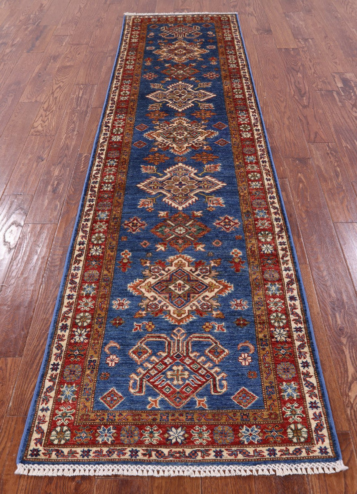 Runner Super Kazak Hand Knotted Wool Rug 2' 6" X 9' 9" - Q12968