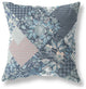 18" Blue White Boho Floral Indoor Outdoor Throw Pillow