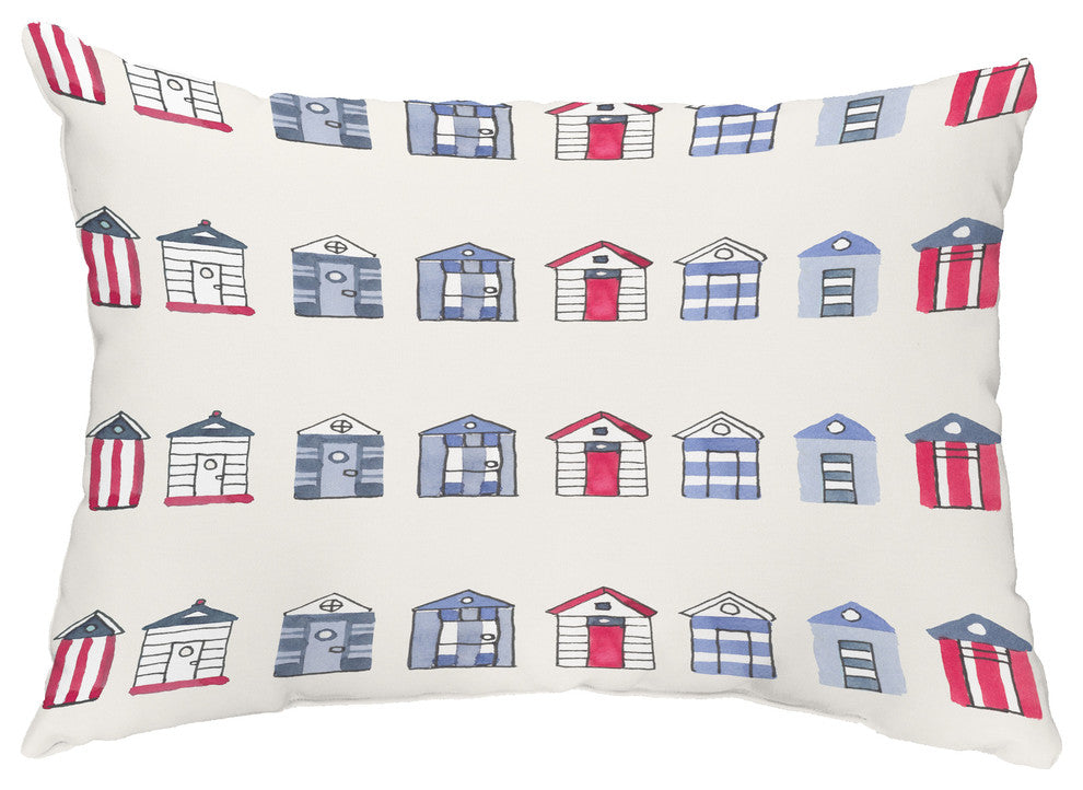 Multi Beach Hut 14"x20" Decorative Stripe Outdoor Pillow, Ivory