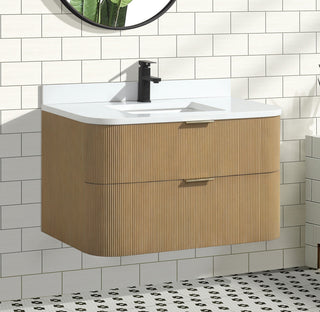 Ari Kitchen and Bath Chantal 36" Floating Bathroom Vanity Oak