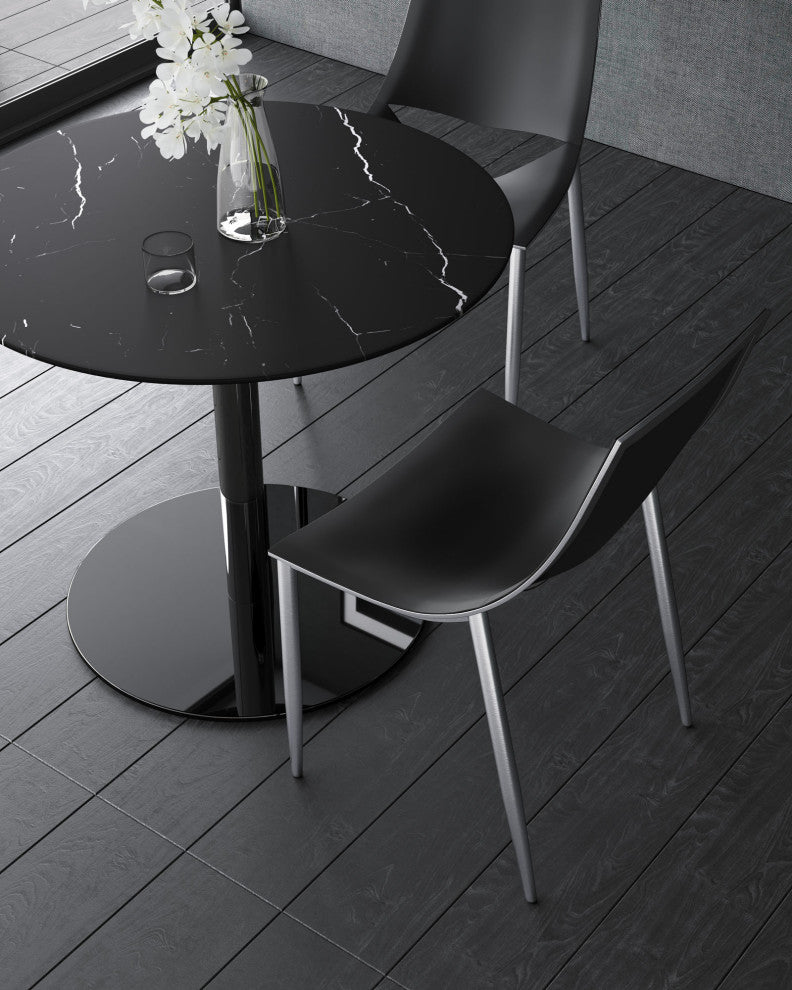 Sloane Dining Chair, Black Leather and Carbon Steel