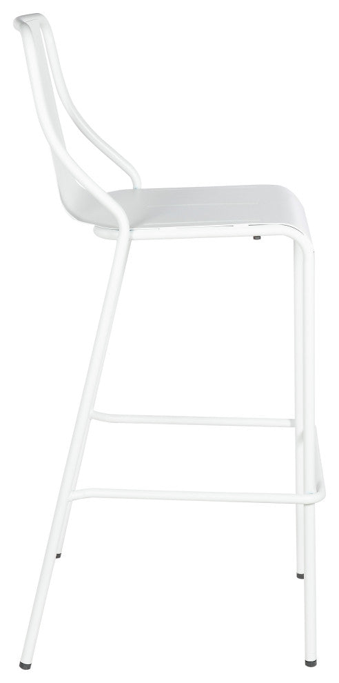 Corrissa Patio Bar Stool in Frosted White (Set of 4)